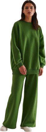 NA-KD Organic Wide Sweatpants, Forest Green, Medium