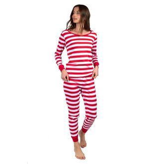 Leveret Christmas Womens Two Piece Cotton Pajamas Striped