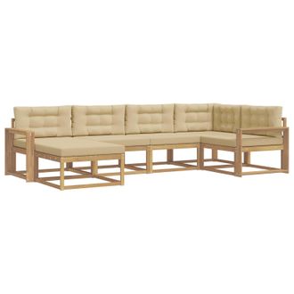 vidaXL Conjunto De Sof&aacute;s De Exterior Con Coj&iacute;n 5 Pcs Y Beige Poli&eacute;ster Vidaxl