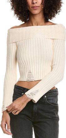 Vintage Havana Distressed Off-Shoulder Sweater