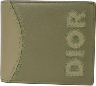 Dior Khaki Leather Wallet (Bi-Fold) (Pre-Owned)