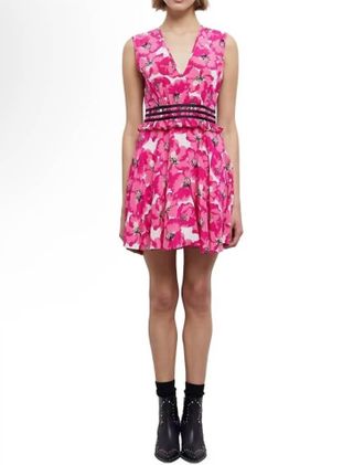 The Kooples Party Silk Mini Dress In Pink