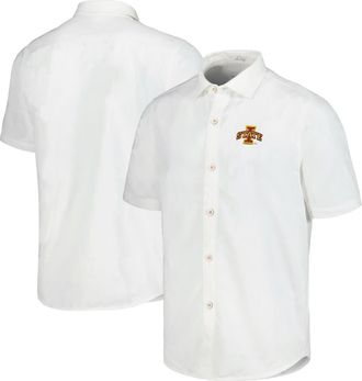 Tommy Bahama Mens Tommy Bahama White Iowa State Cyclones Coconut Point Palm Vista IslandZone Camp Button-Up Shirt at Nordstrom, Size X-Large
