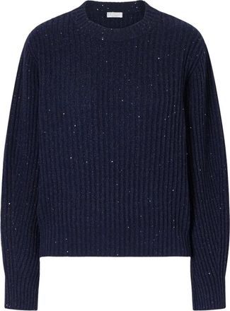 Brunello Cucinelli Jersey de cuello redondo acanalado - Knitwear - Mujer - Azul - XS