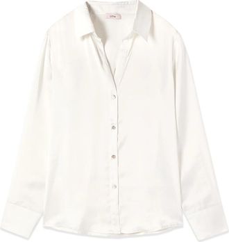 Oltre Shirts - Dames - Overhemden - Wit - S - Satijn - Overhemden