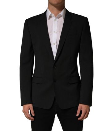 Dolce & Gabbana Single-Breasted Wool-Blend Blazer - Gray
