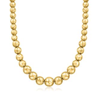 Ross-Simons Italian 10-16mm 18kt Gold Over Sterling Graduated Bead Necklace