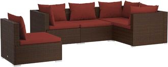 No Brand Maison Exclusive - Set Divani Da Giardino 5 Pz Con Cuscini In Polyrattan Marrone