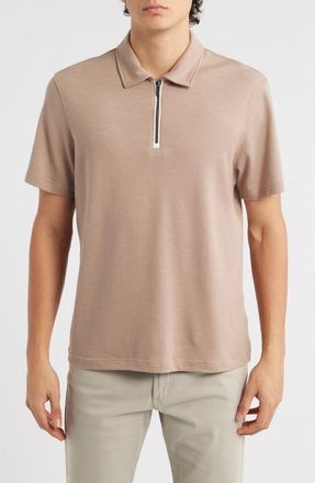 Bugatchi Quarter Zip Polo in Taupe at Nordstrom, Size Xx-Large