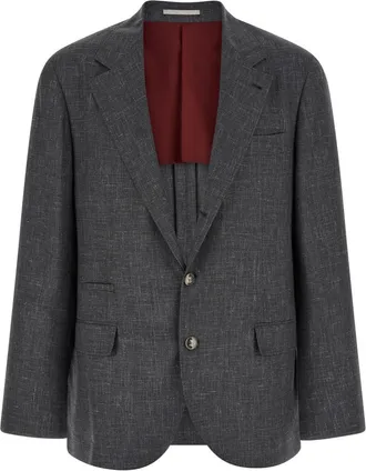 Brunello Cucinelli Dark Grey Notched Lapel Blazer