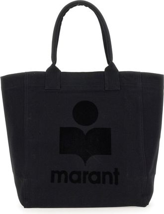Isabel Marant Rectangular Black Cotton Tote Bag with Embossed Logo