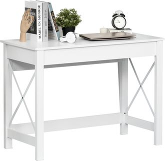 HOMCOM Homcom Scrivania Per Ufficio Moderna E Minimal In Truciolato E Metallo Bianco