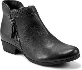 Rockport Carly Boots Black Leather Side Zip Casual Ankle Bootie HAWK609