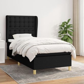 vidaXL Cama Box Spring Con Colch&oacute;n Tela Negro 80x200 Cm Vidaxl