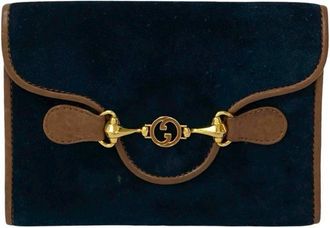 Gucci Brown Navy Suede Wallet (Bi-Fold) (Pre-Owned)