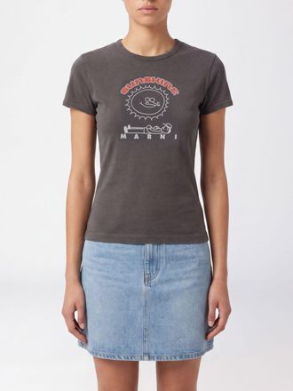 Marni T-shirt slim fit in cotone con logo a contrasto stampato