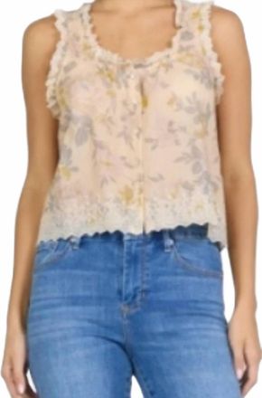 Dear John Denim Ada Sleeveless Top With Embroidered Neckline In Tuscan Bouquet