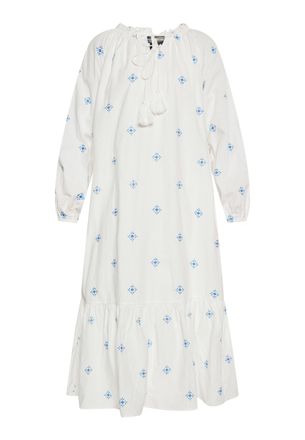 Dreimaster Dreimaster Jurk Dames Wol Wit Blauw