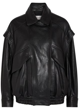 Nour Hammour Micah Grained Leather Jacket - Black - S (UK8-10 / S)