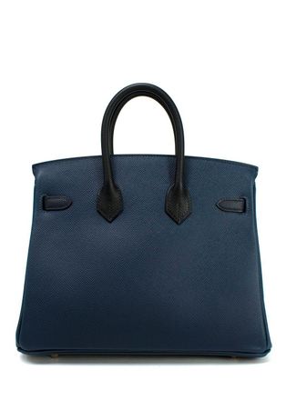 Herm&egrave;s Birkin 25 Top Handle Bag - Navy and Black