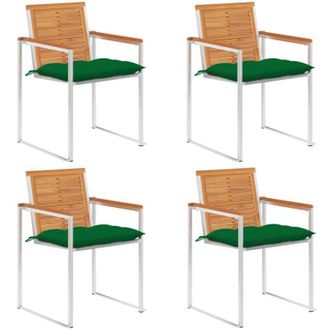 vidaXL Sillas De Jard&iacute;n Y Cojines 4 Unidades Madera Maciza De Acacia Vidaxl