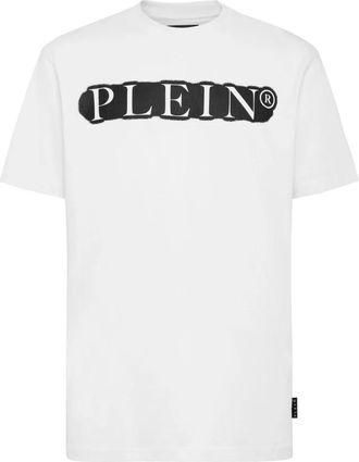 Philipp Plein T-Shirt Ronde Hals Spray-Effect Print - Heren - T-shirts - Wit - L - Katoen - Tops