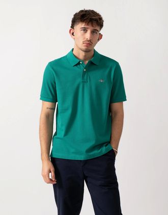 GANT Mens GANT Mens Regular Fit Short Sleeve Shield Logo Pique Polo - 376 Botanical Hue - Green - Size: 40