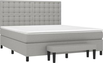 vidaXL Vidaxl - Cama Box Spring Con Colch&oacute;n Tela Gris Claro 160x200 Cm