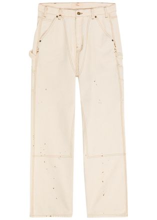Cherry Los Angeles Carpenter Paint-splatter Canvas Cargo Trousers - White - 36 (W36 / XL)