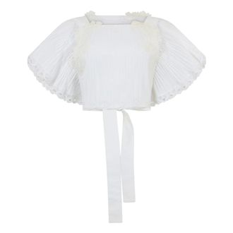 Alberta Ferretti Cropped Blouse with Bat Sleeves - female - Alberta Ferretti - Blouses - White - S - Blouses & Shirts