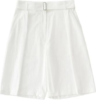 STUDIO NICHOLSON Creon Belted Pleated Short - Dames - Korte Broeken - Wit - XS - Katoen - Korte Broeken