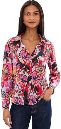 Nic+Zoe Petite Kauai Garden Cotton Crinkle Shirt Womens Clothing Red : PP