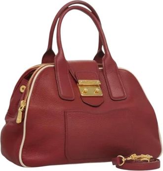 Miu Miu Tweedehands leren handtassen - Dames - Vintage Handtas - Rood - ONE Size - Leer - Vintage
