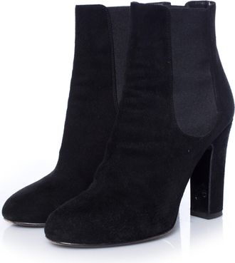 Dolce & Gabbana Dolce & Gabbana, zwarte su&egrave;de Chelsea boots met hak