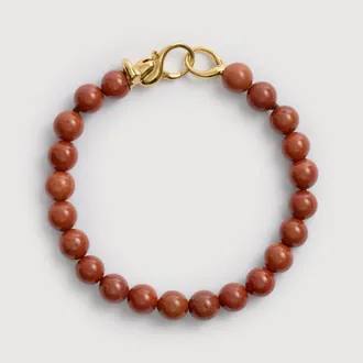 Monica Vinader Gold Ochre Round Gemstone Bracelet Red Jasper