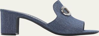Ferragamo 55mm Rexy Denim Mule Sandals