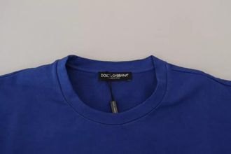Dolce & Gabbana Blue Logo Print Crewneck Cotton Mens T-shirt (Pre-Owned)