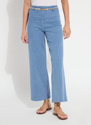 Lyss&eacute; Erin Crystal Embellished Wide Leg Denim (28 Inseam)
