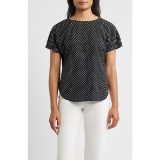 Anne Klein Polka Dot Short Sleeve Top in Anne Black /Anne White at Nordstrom, Size Xx-Small