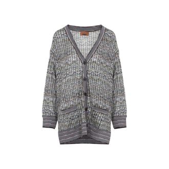 Missoni Grey Textured V Neck Cardigan