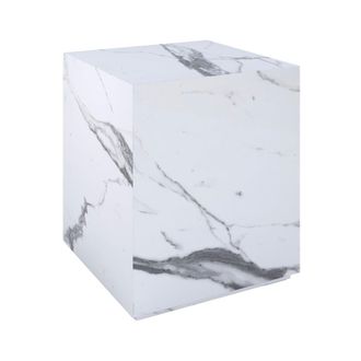 Rendez-Vous Déco Mesa auxiliar efecto mármol blanco