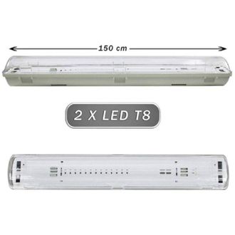 Trade Shop Trade Shop - Plafon Estanco 2 Neon Led Tubo T8 G13 150 Cm Wall-ceiling Ip65 T8-150s