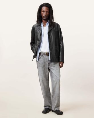 AllSaints Mens Sheep Leather Lucas Leather Coat, Size: XS