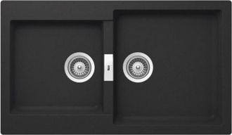 Roca Roca - Fregadero Reversible De 2 Cubetas De Quarzex Color: Negro - Medidas: 860x500x200 Mm