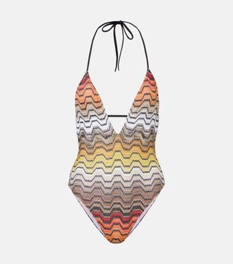 Missoni Halterneck lame swimsuit