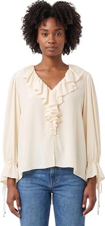 Chlo&eacute; Off White Solid V Neck Top