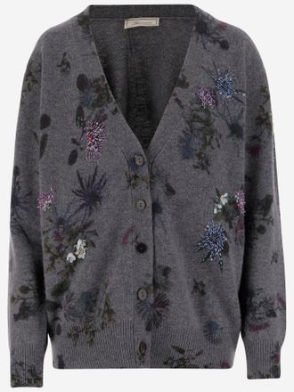 Blumarine Wollmischung Cardigan mit Strasssteinen