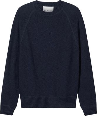 Closed Overlock Raglan Trui - Heren - Ronde hals truien - Blauw - M - Katoen - Truien & Vesten