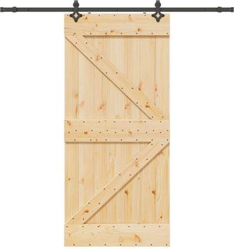 vidaXL Vidaxl - Puerta Corredera Con Herrajes Madera Maciza De Pino 100x210 Cm