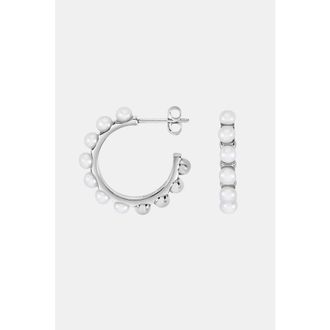 Dower & Hall Large White Timeless Pearl Hoops in Sterling Silver at Nordstrom